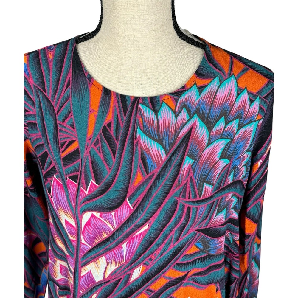 Mara Hoffman Herbarium Swing Dress Persimmon Abstract Print Long Sleeve Sz  S - Picture 3 of 16